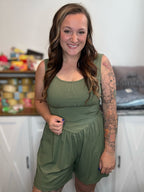 The Weekend Plans Romper- Olive