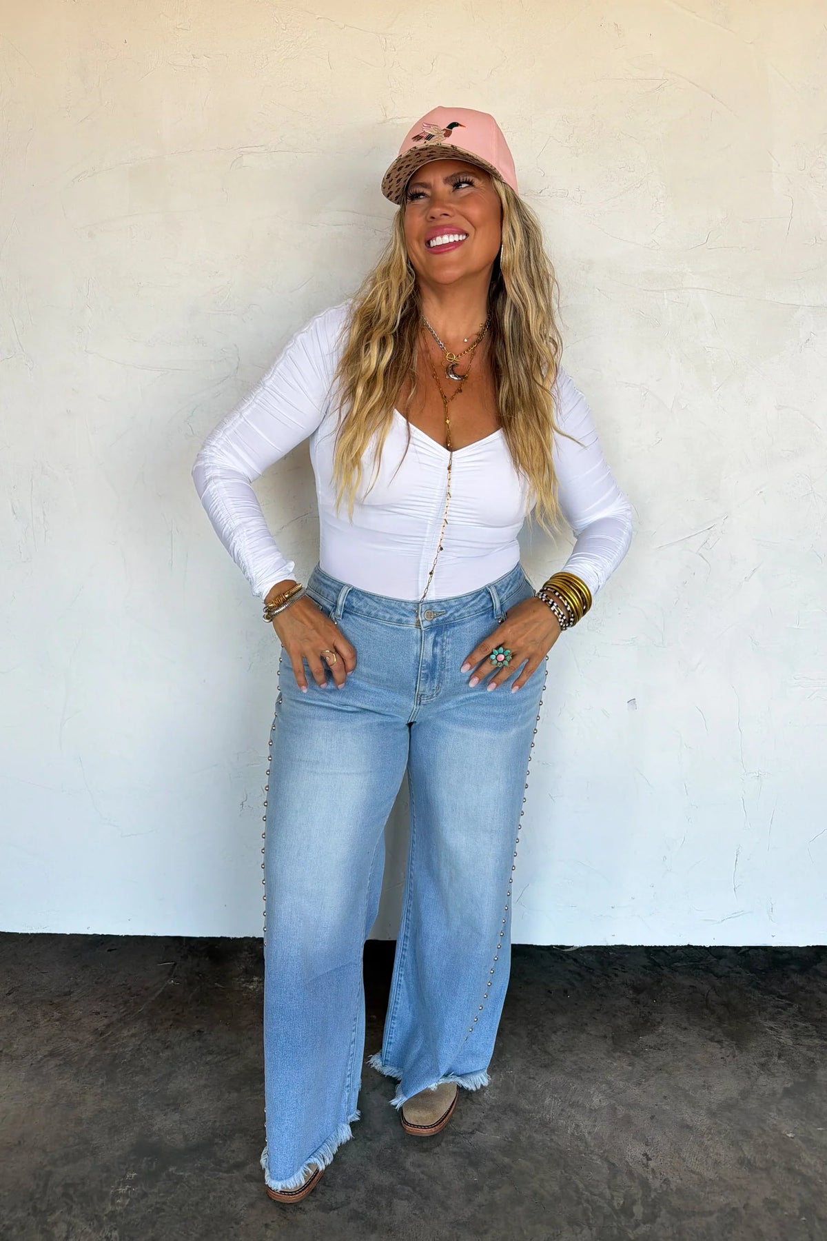 Off the Grid Studded Jeans- Blue Denim