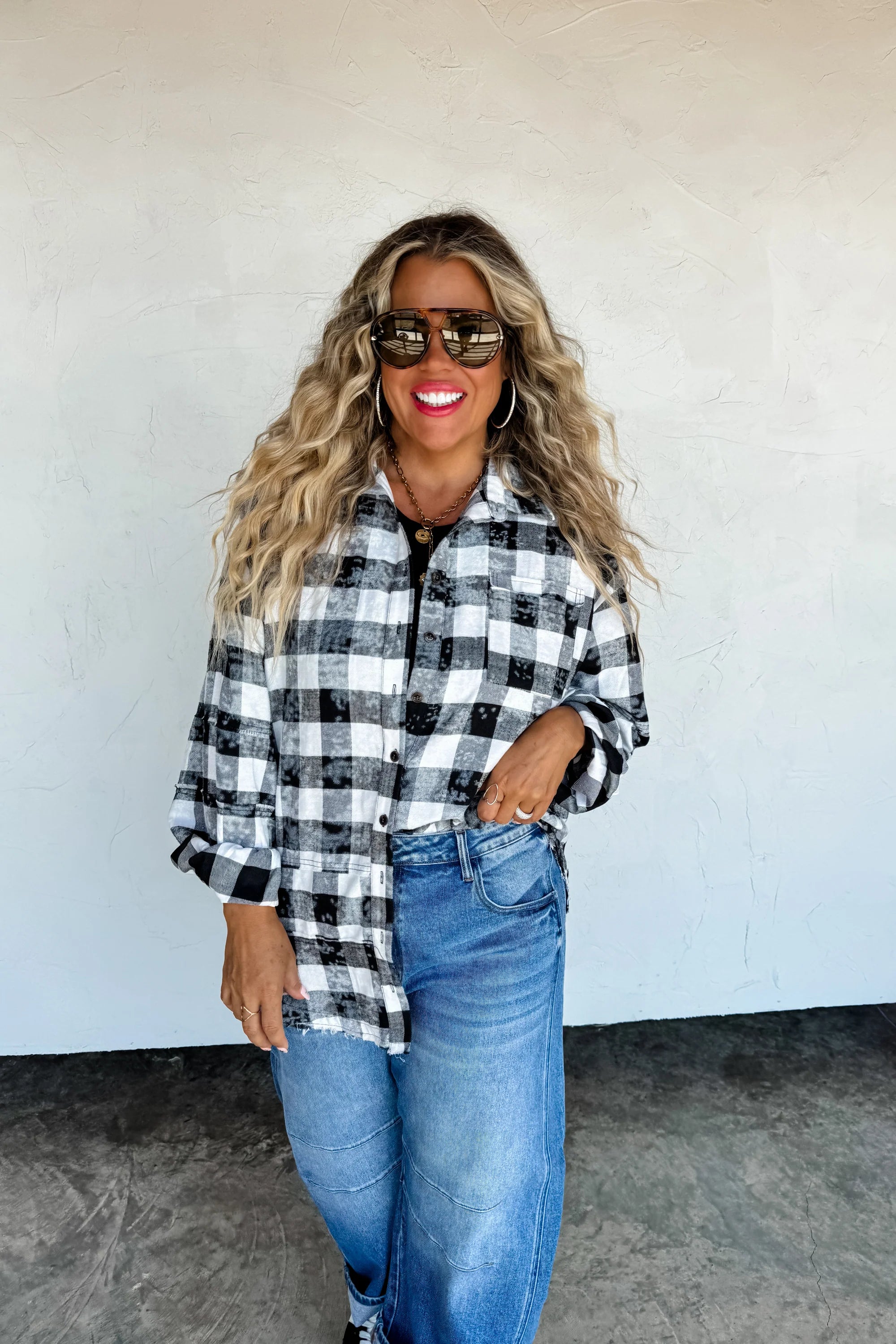 The Bleached Out Button-Up- Black & White