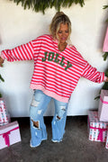 Feeling Festive Oversized Pullover- Red Jolly