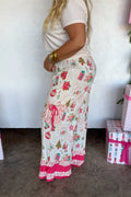 Vintage Christmas Bloomer Pants- Pink Striped Pocket