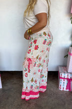 Vintage Christmas Bloomer Pants- Pink Striped Pocket