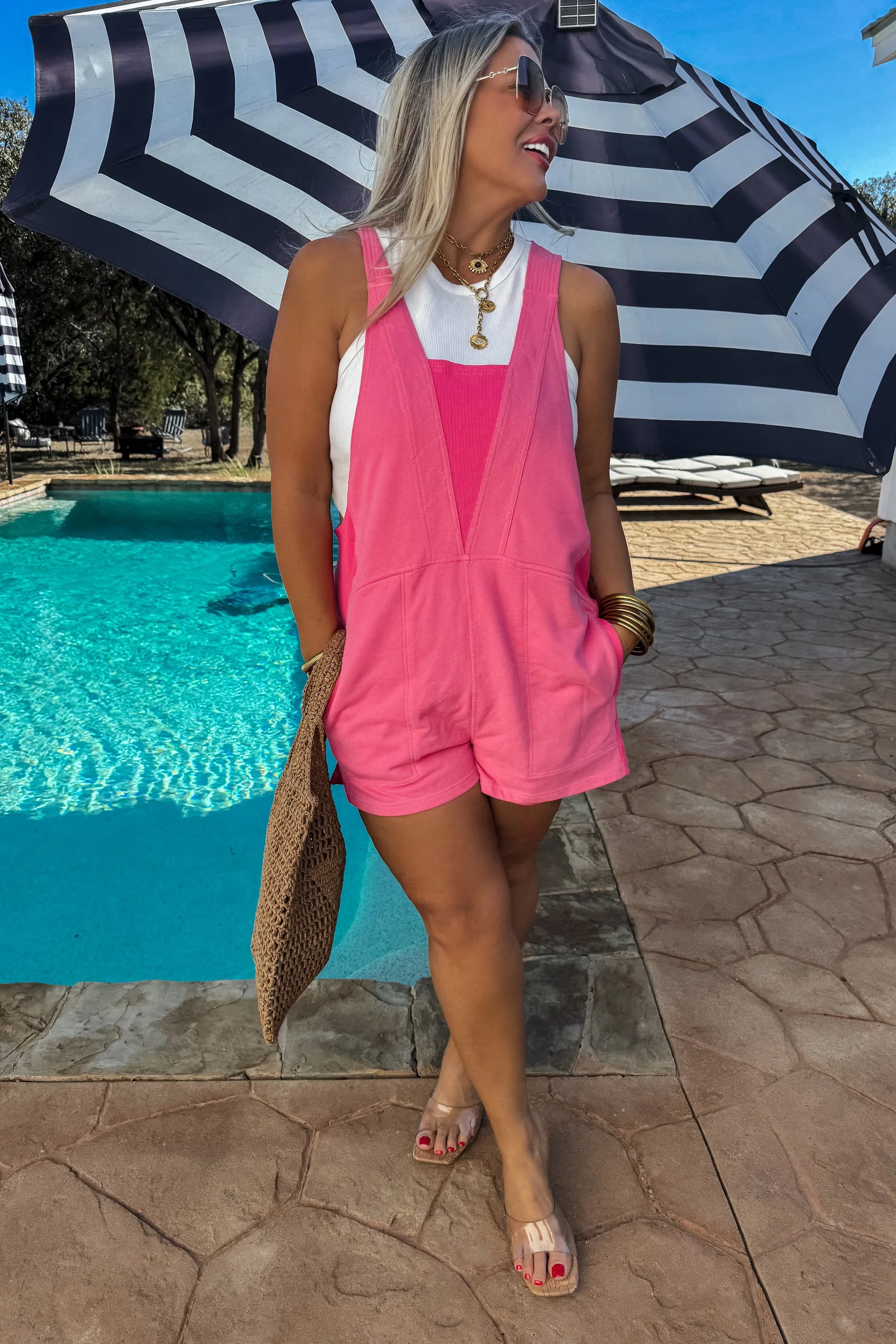Beach Please Romper- Pink