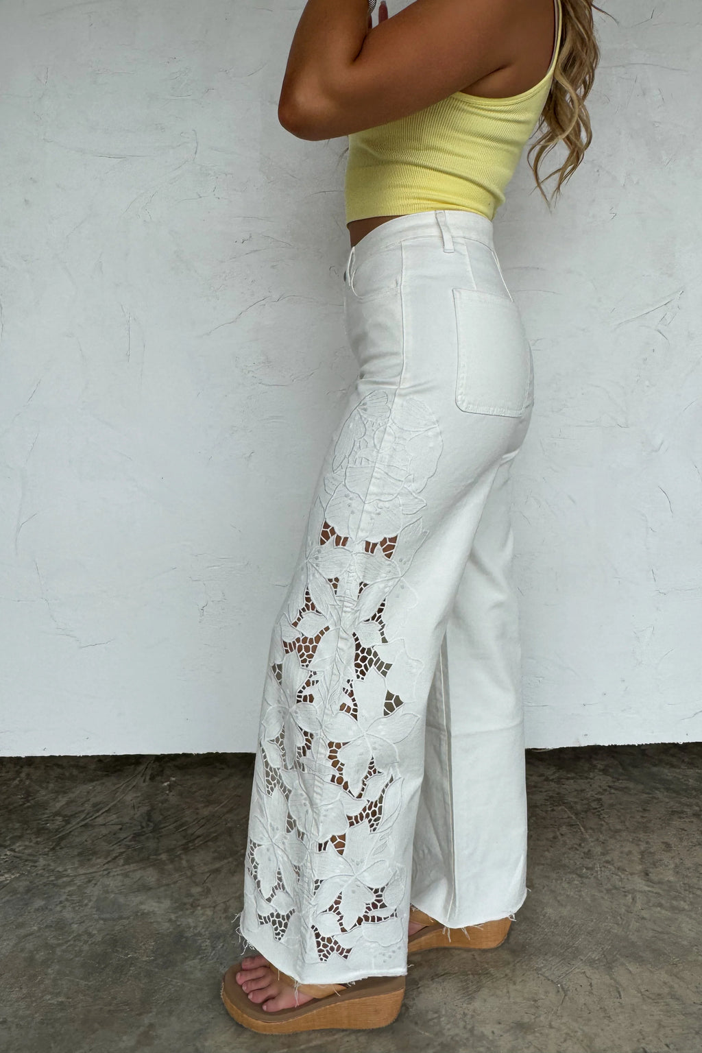 The Floral Charm Blakeley Jeans- White