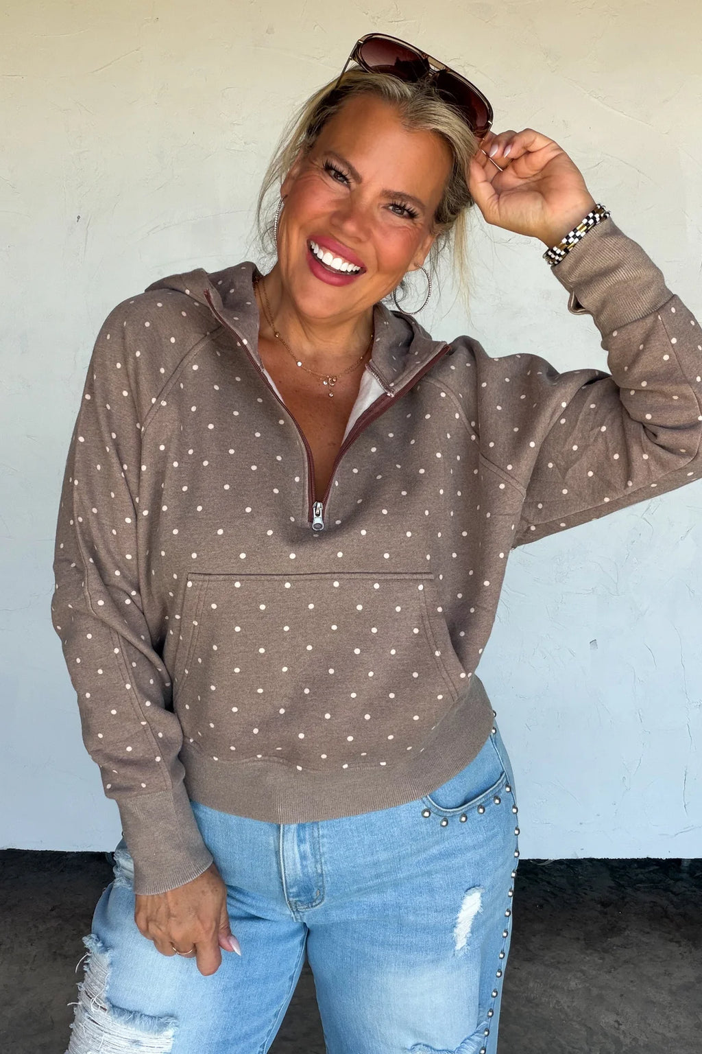 Easy Does It Pullover- Polka Dot