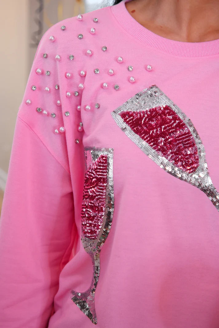 Pop the Champagne Pullover- Pink