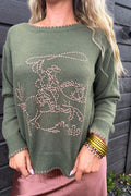 Rodeo Romance Sweater - Olive