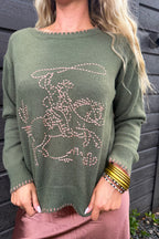 Rodeo Romance Sweater - Olive