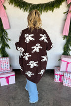 Cozy Christmas Cloud Cardigan- Gingerbread