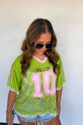 Bleacher Babe Lace Jersey- Green