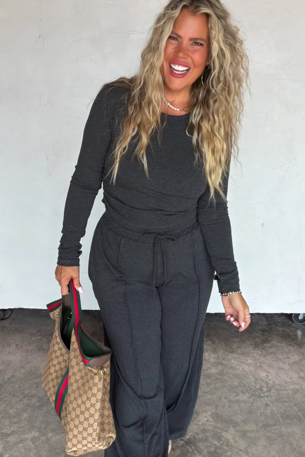 Happy Sunday Lounge Set- Charcoal