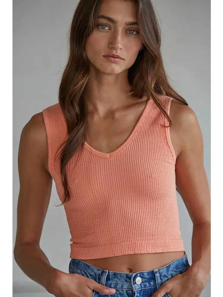 Salty Air Reversible Tank- Peach Sorbet