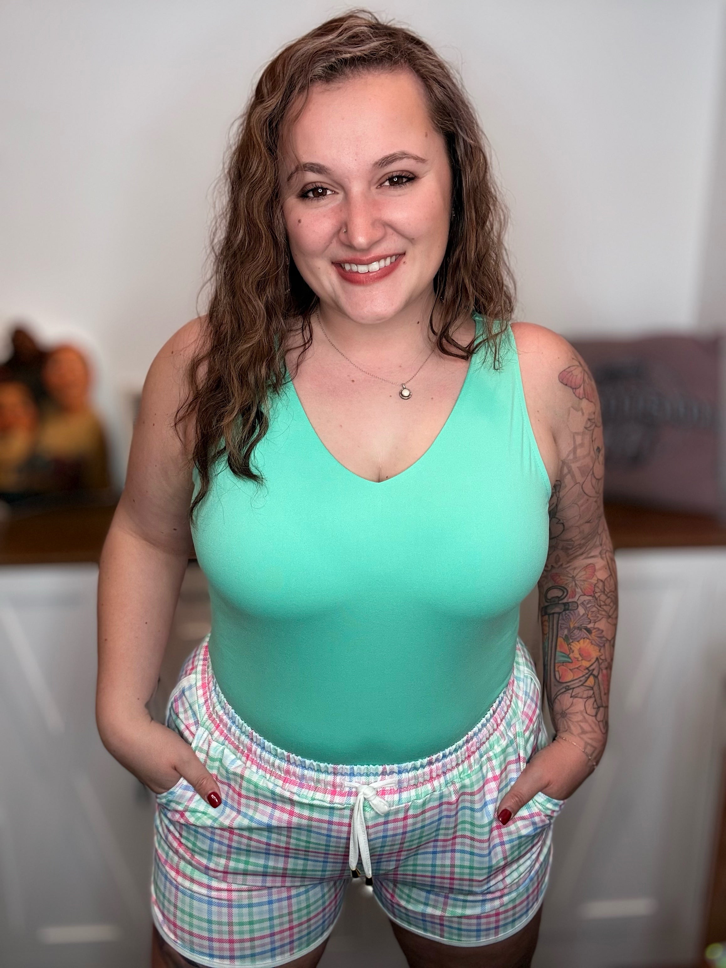 Spearmint Haven V-Neck Bodysuit