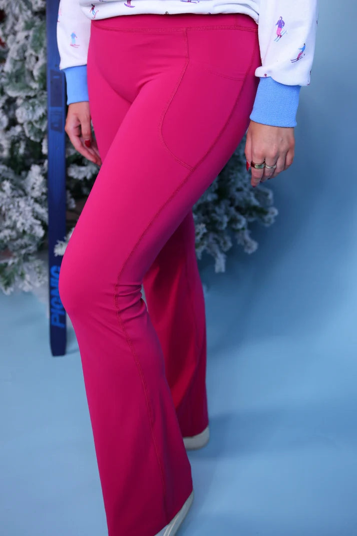 The Everyday Compression Flared Leggings - Pink