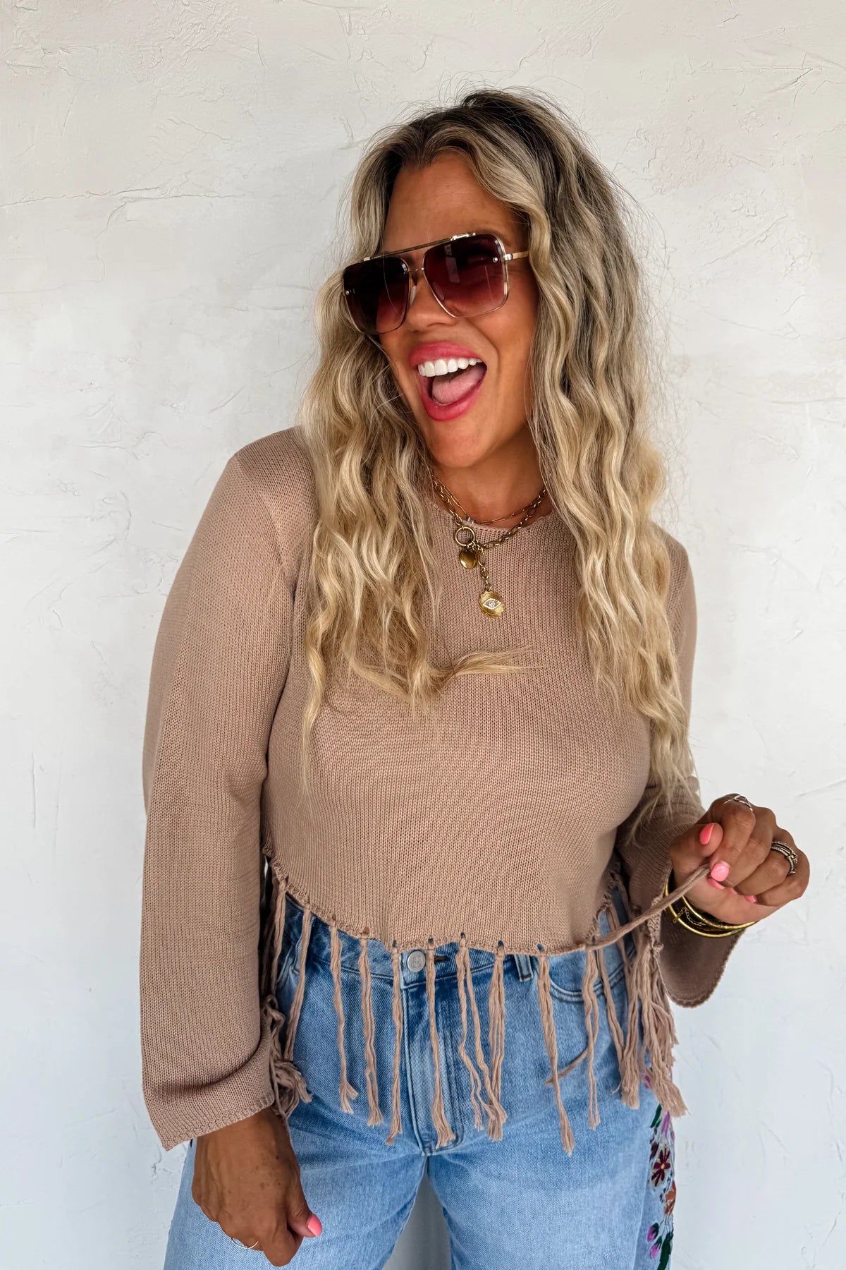 Fringe With Benefits Top - Mocha