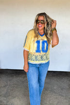 Bleacher Babe Lace Jersey- Yellow
