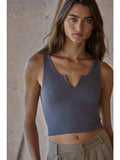 Sea Salt Henley Tank- Charcoal