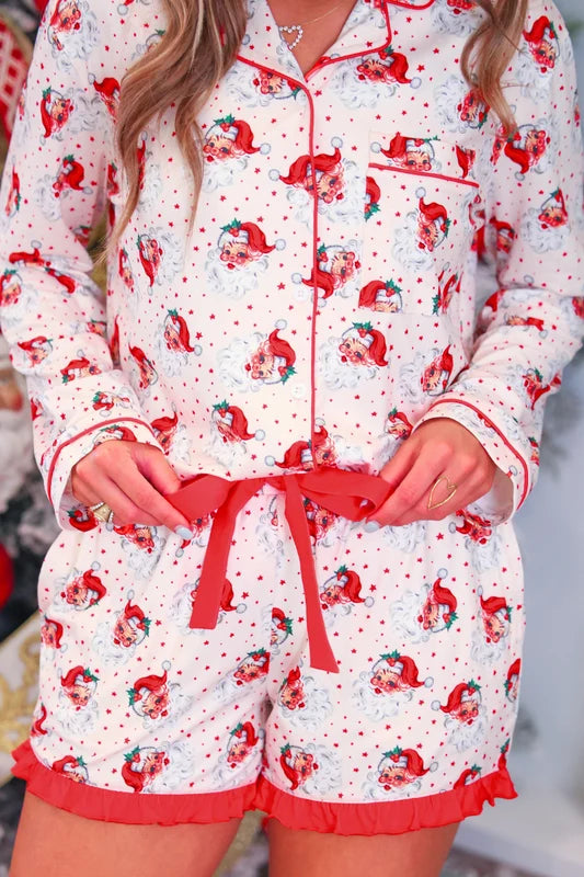 Vintage Santa Ruffle Pajama Set