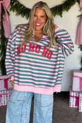 Feeling Festive Oversized Pullover- Ho Ho Ho