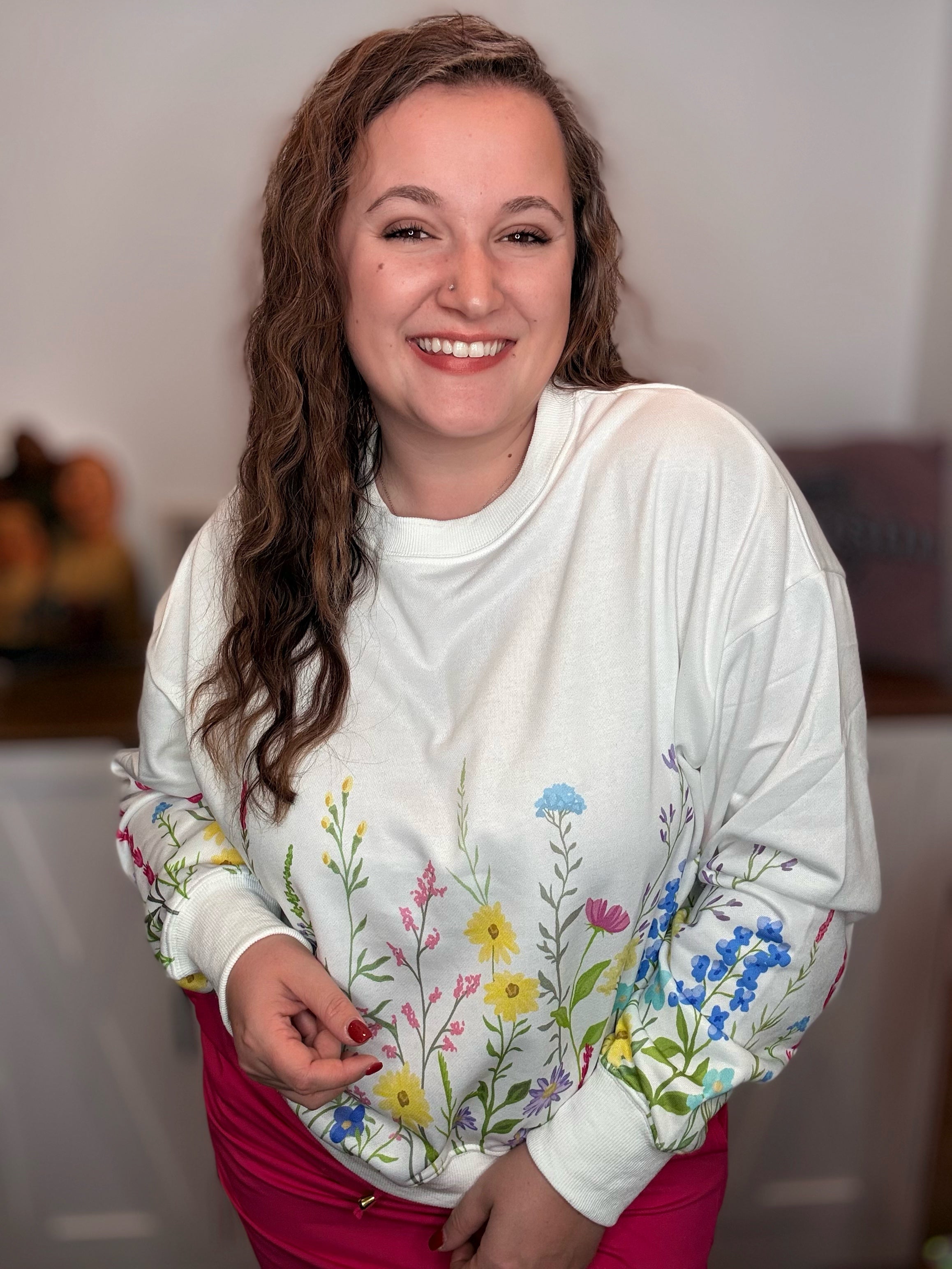 Wildflower Field Printed Pullover