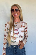 The Blushing Petals Mesh Top- Butterfly