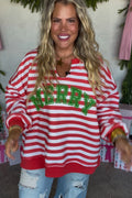 Feeling Festive Oversized Pullover- Red Merry
