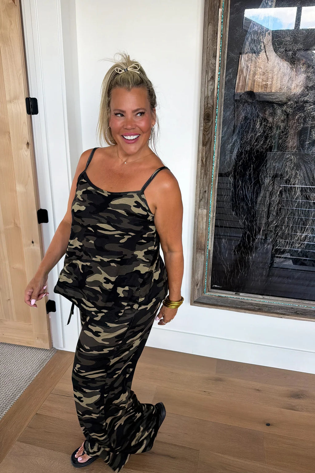 Cozy in Camo Pant Sets- Black