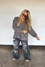 The Lived in Oversized Pullover - Slate