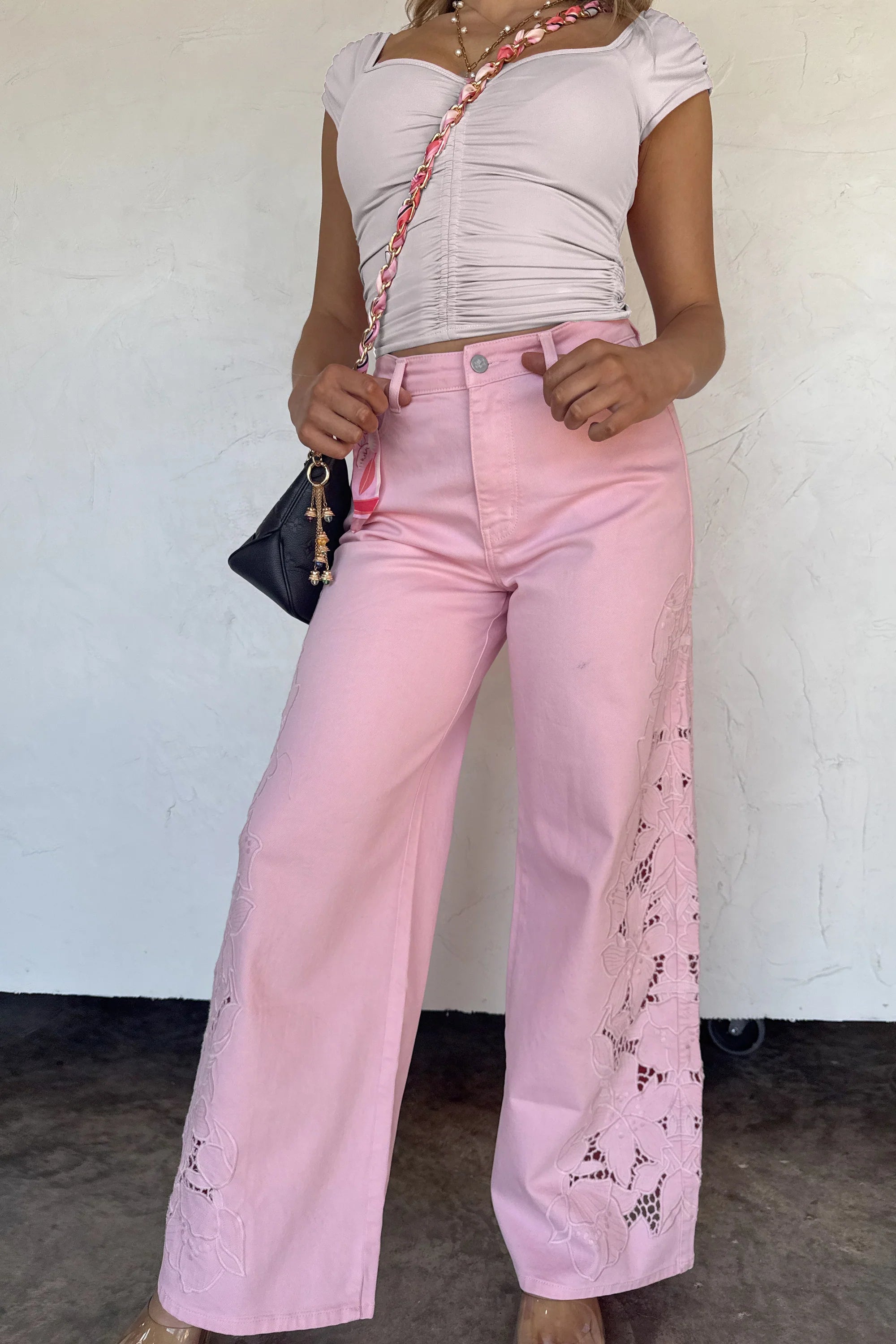 The Floral Charm Blakeley Jeans- Pink