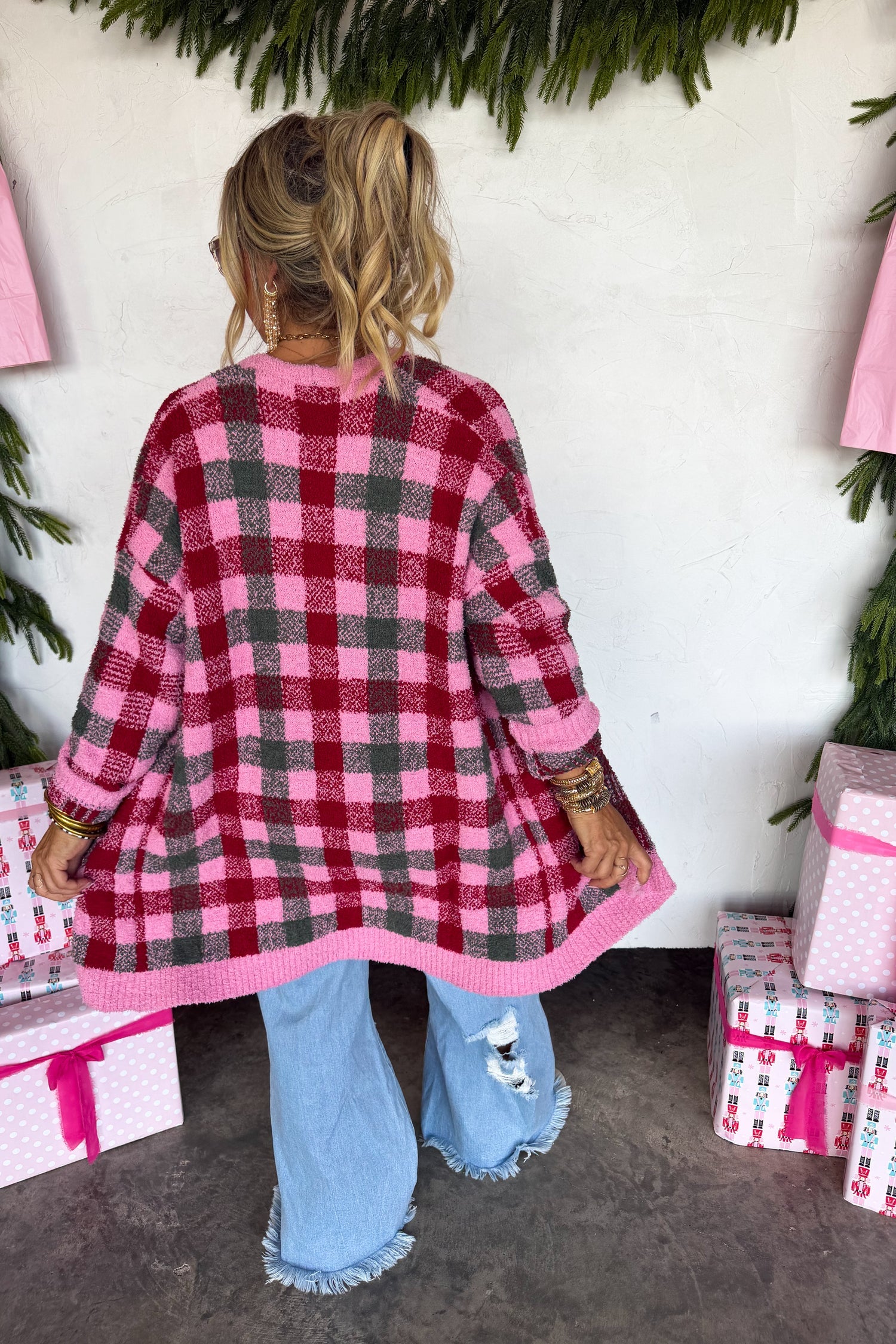 Cozy Christmas Cloud Cardigan- Plaid