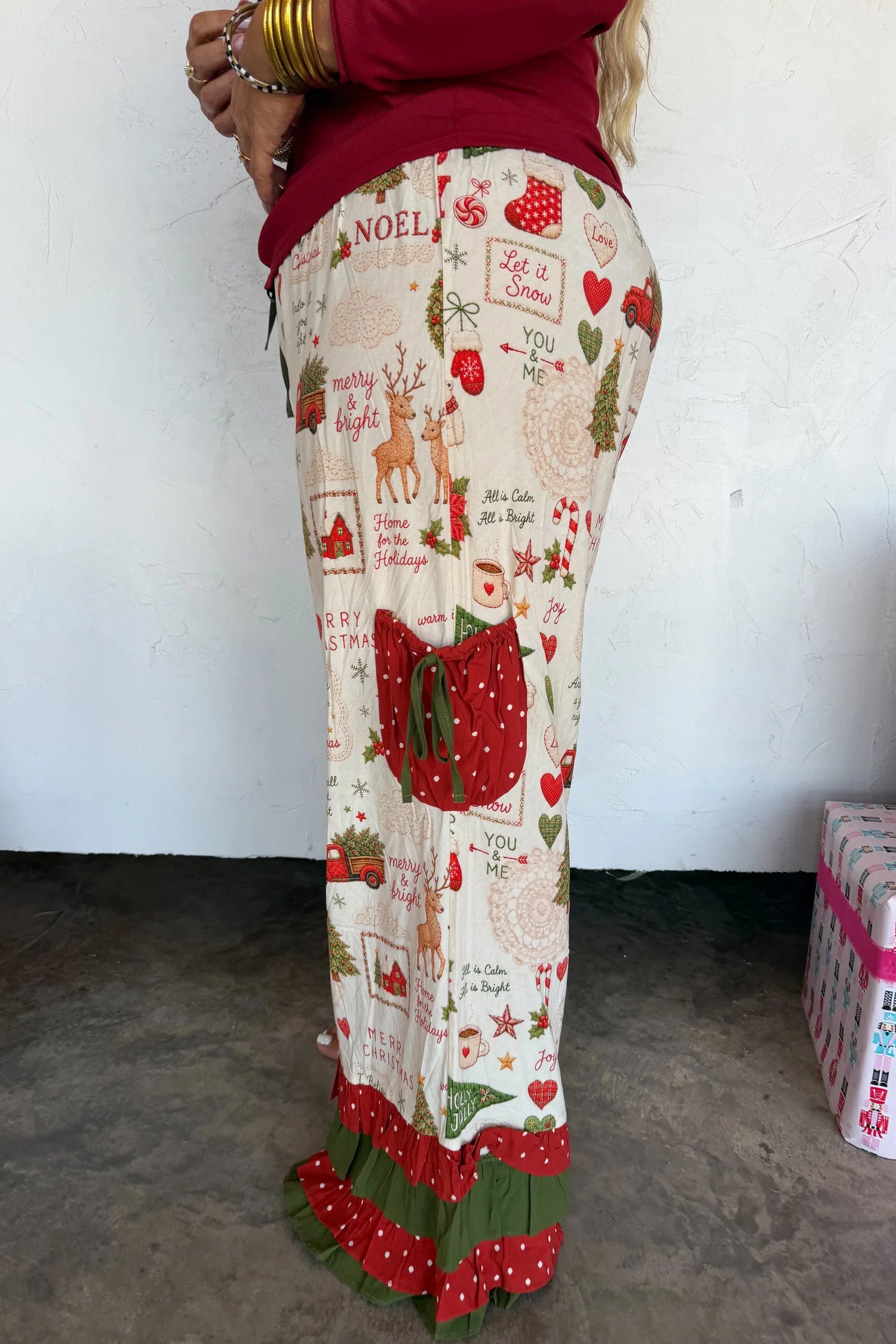 Vintage Christmas Bloomer Pants- Polka Dot Pocket