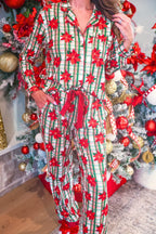 Plaid Poinsettia Ruffle Pajama Set