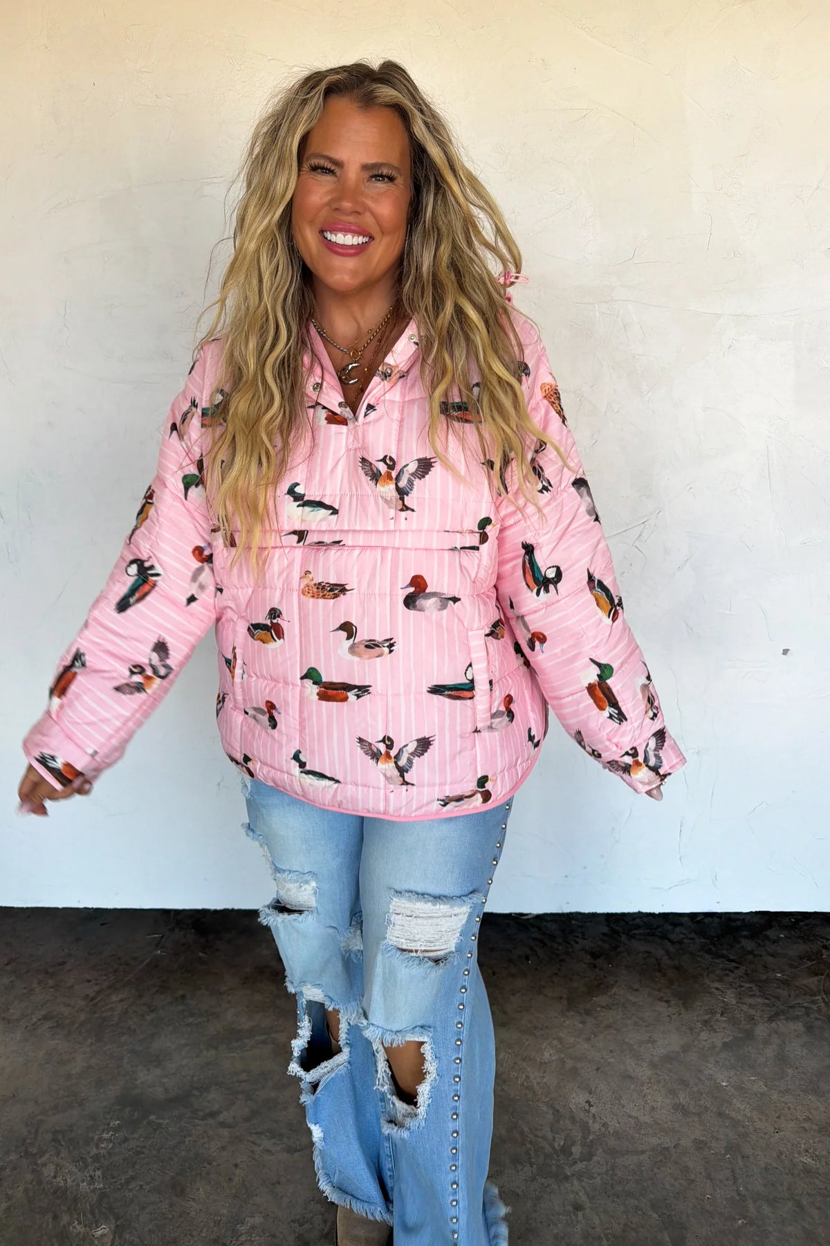 The Outdoorsy Puffer Jacket- Pink Duck