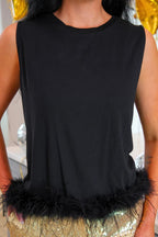 Feather Flirt Tank- Black