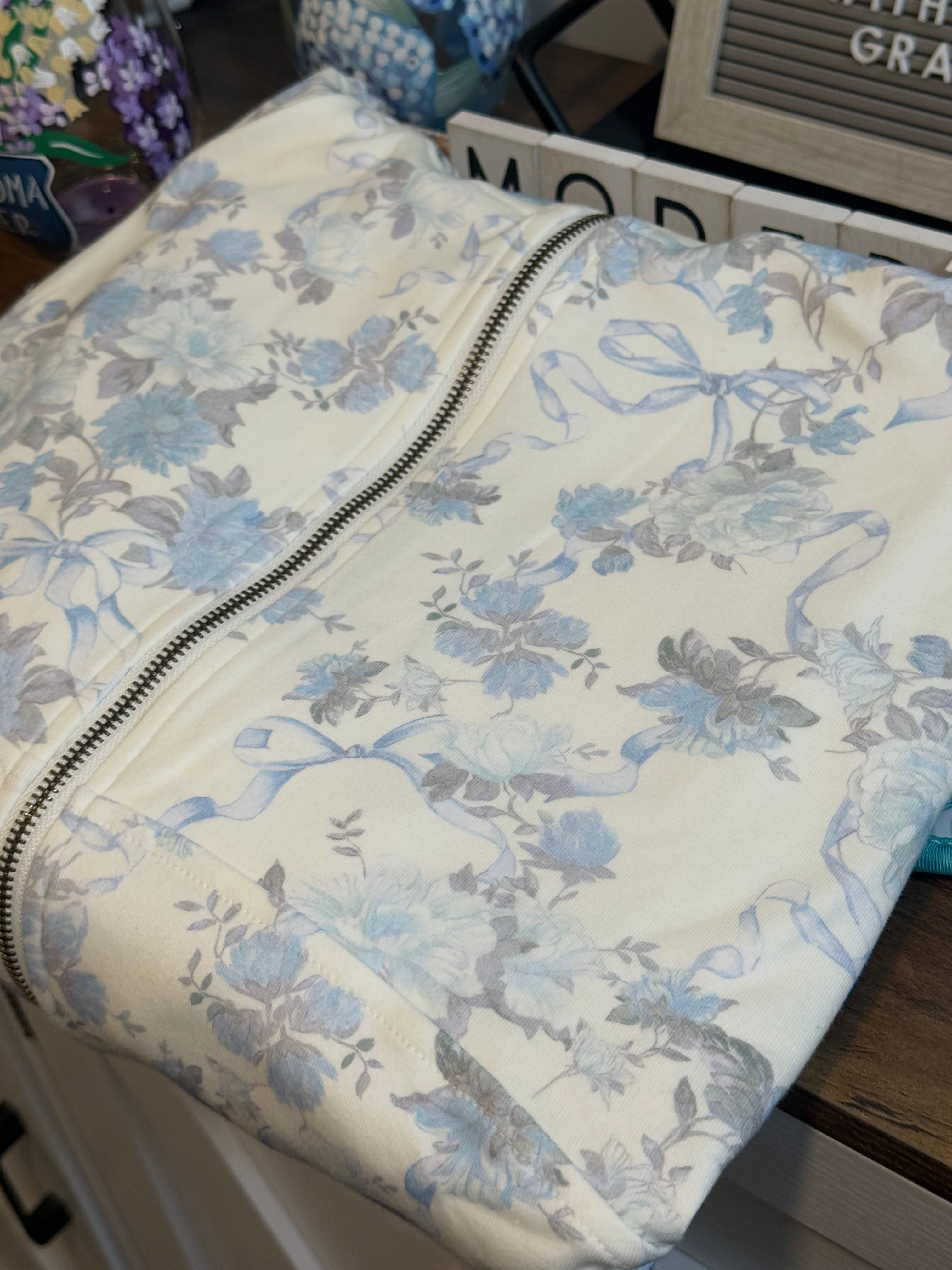 Blue Ribbon Blooms Ampersand FullZip Sweatshirt