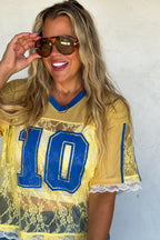Bleacher Babe Lace Jersey- Yellow