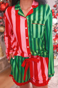 Christmas Stripes Ruffle Pajama Set