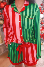 Christmas Stripes Ruffle Pajama Set