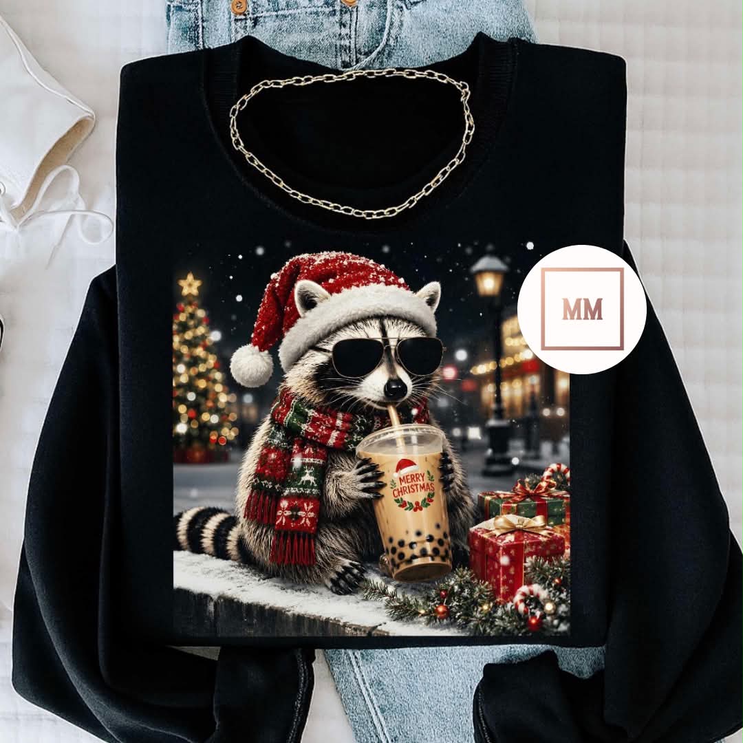 Cozy Christmas Racoon Sweatshirt