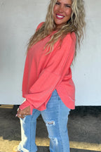 The Everyday Washed Pullover - Coral