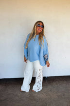 The Floral Charm Blakeley Jeans- White