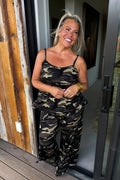 Cozy in Camo Pant Sets- Black