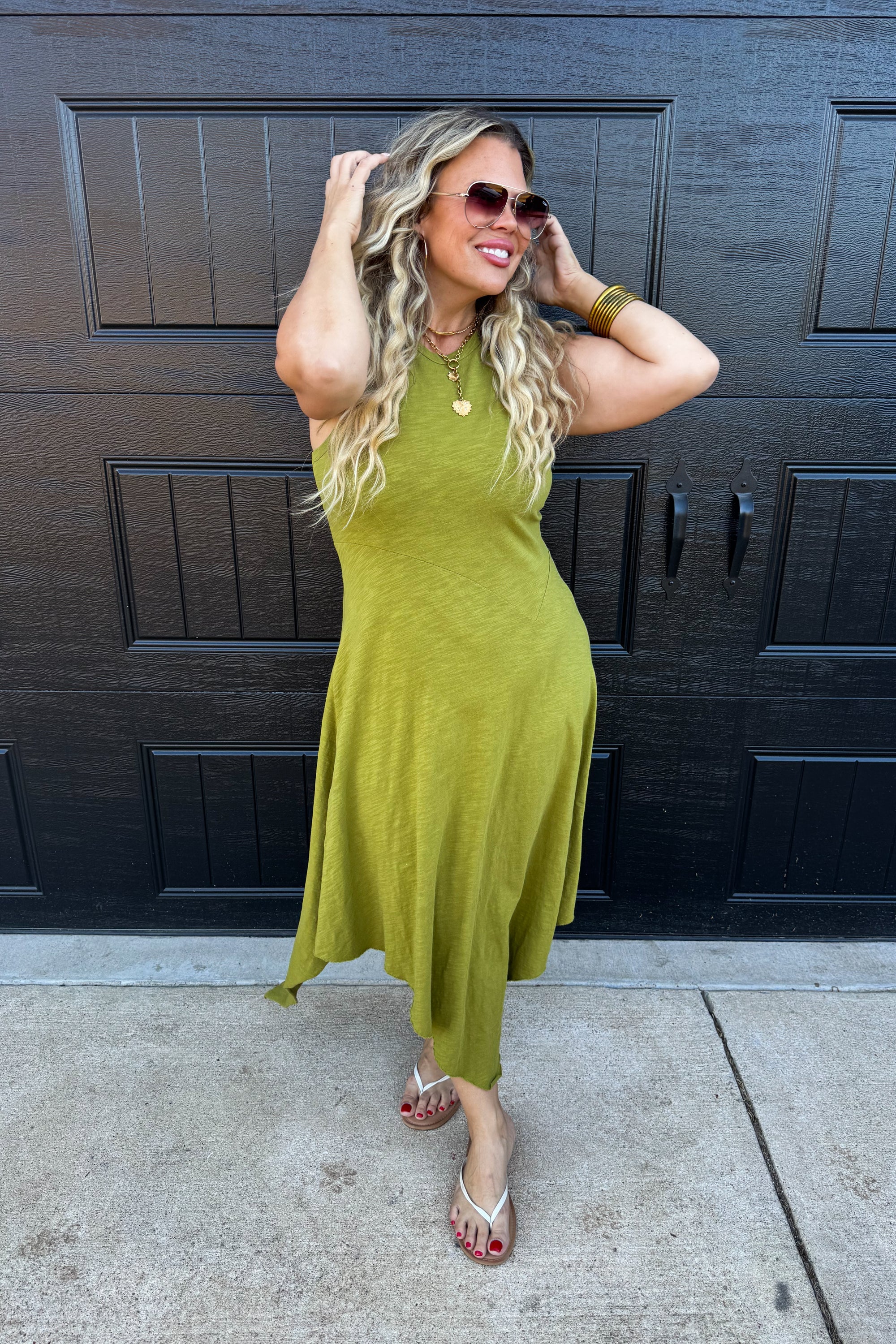 The Cool & Collected Dress- Olive
