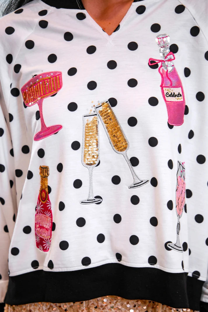 Polka Dot Cheers Terry Pullover