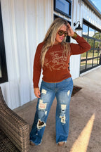 Rodeo Romance Sweater - Brown