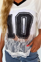 Bleacher Babe Lace Jersey- White