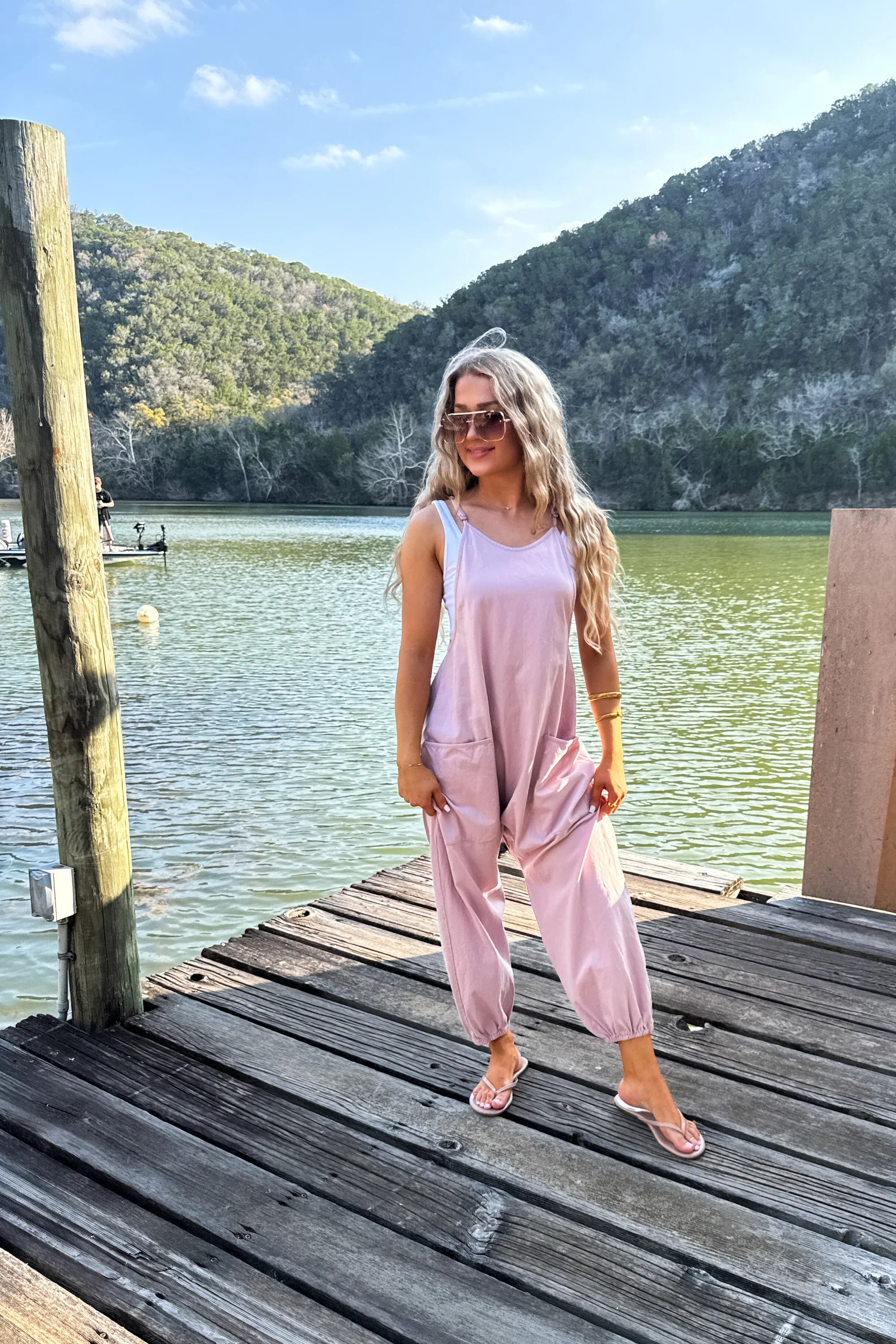 Lounge in Luxe Romper- Blush