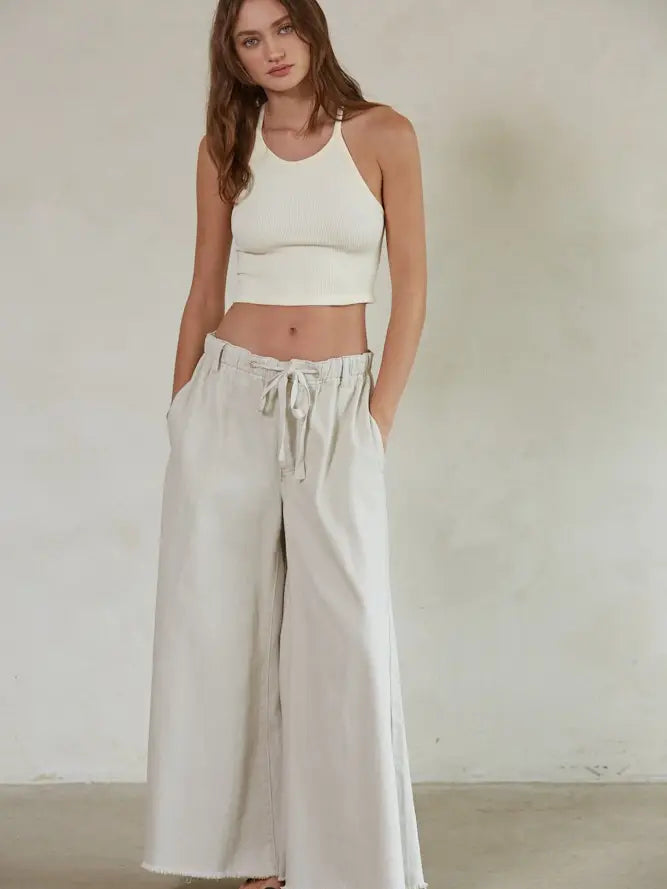 Summer Tide Halter Top- Cream
