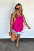 The Go-To Ribbed Tank- Fuschia