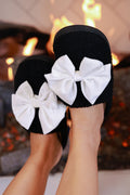 Black Cozy Bow Slippers